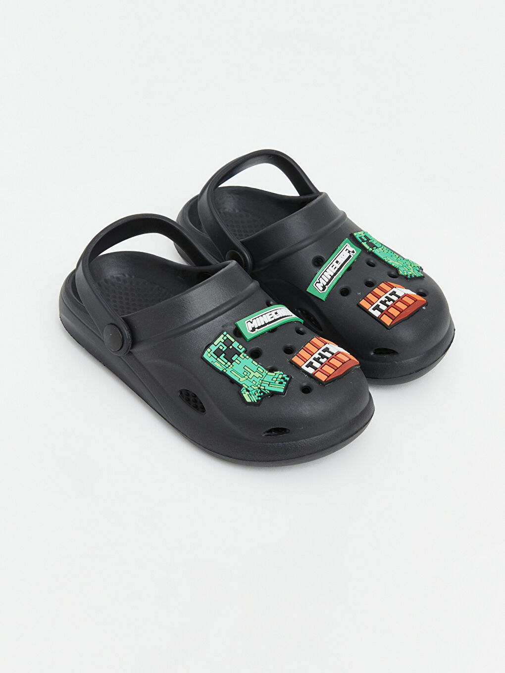 Siyah Minecraft Baskılı Erkek Çocuk Plaj Sandaleti
