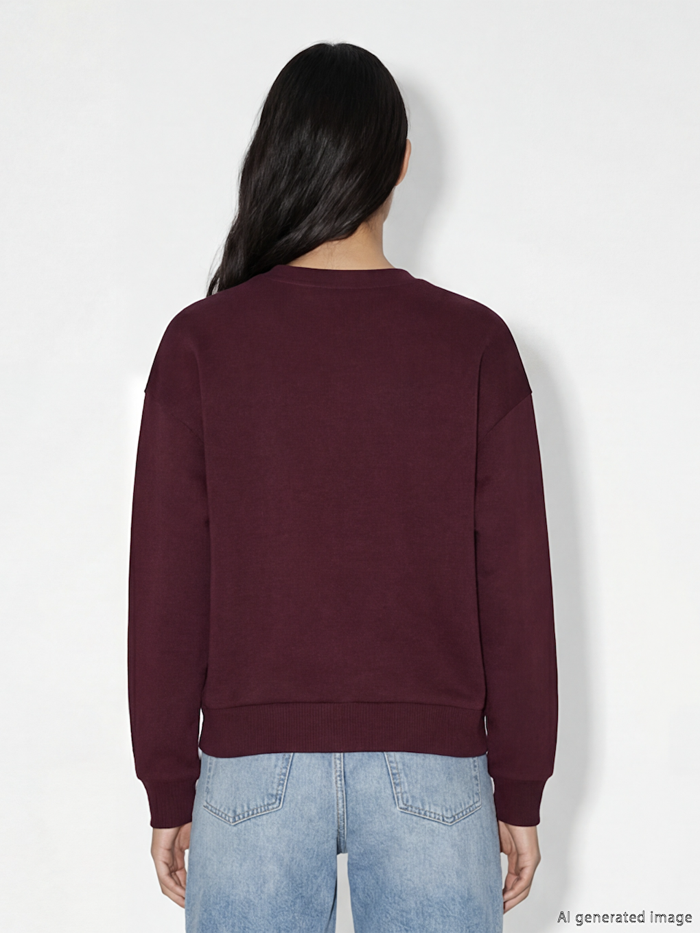 Bordo NYC Baskılı Oversize Kadın Kalın Sweatshirt-3