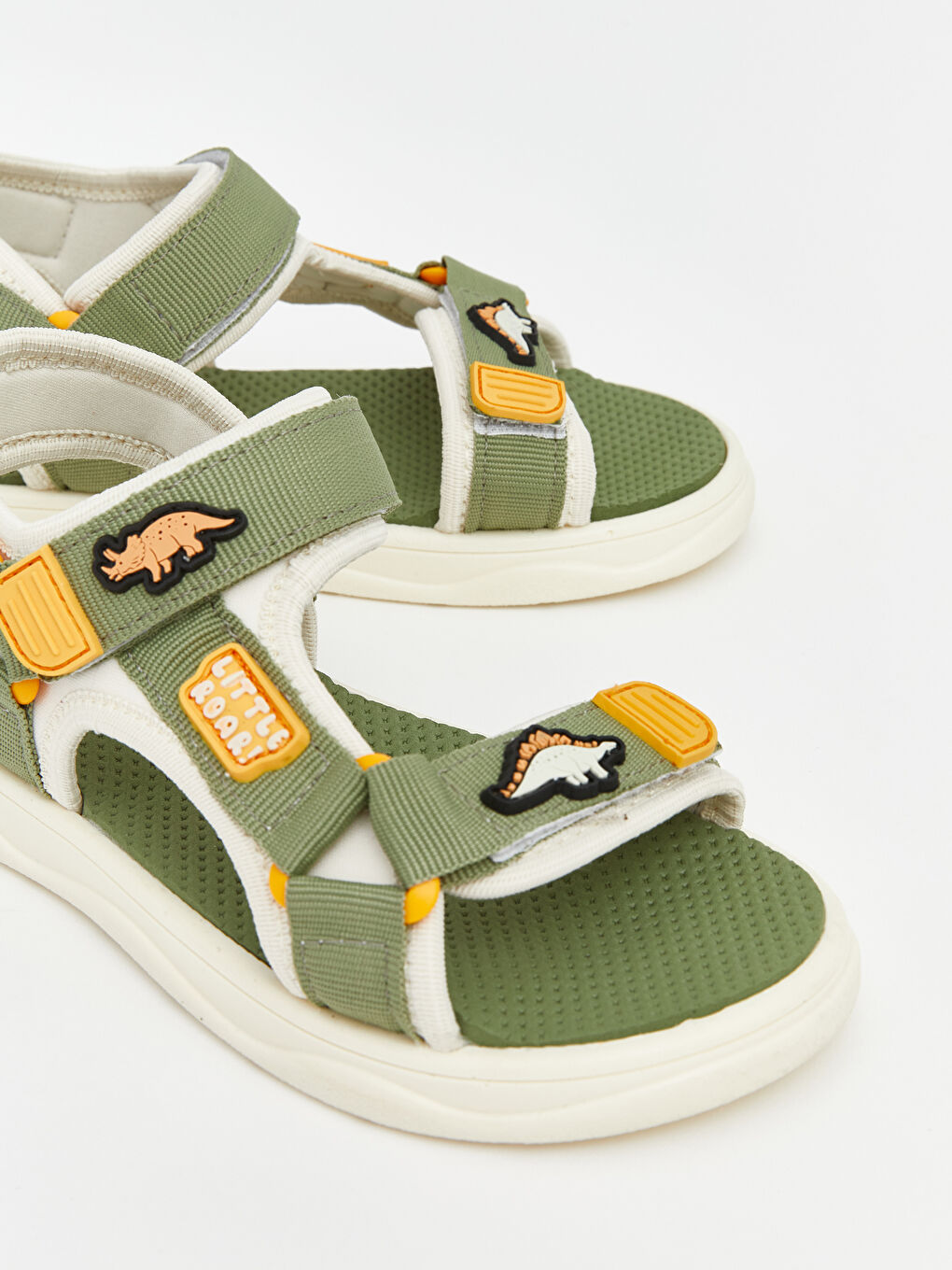 Haki Dinozor Desenli Erkek Bebek Sandalet-2