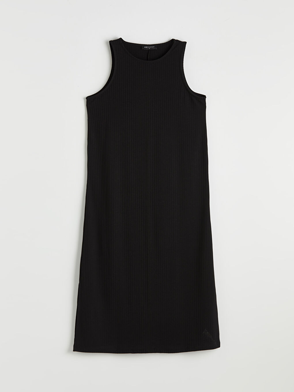 Siyah Bisiklet Yaka Yırtmaçlı Bodycon Elbise	-4