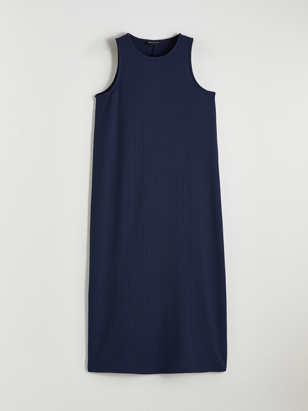 Lacivert Bisiklet Yaka Yırtmaçlı Bodycon Elbise	-3