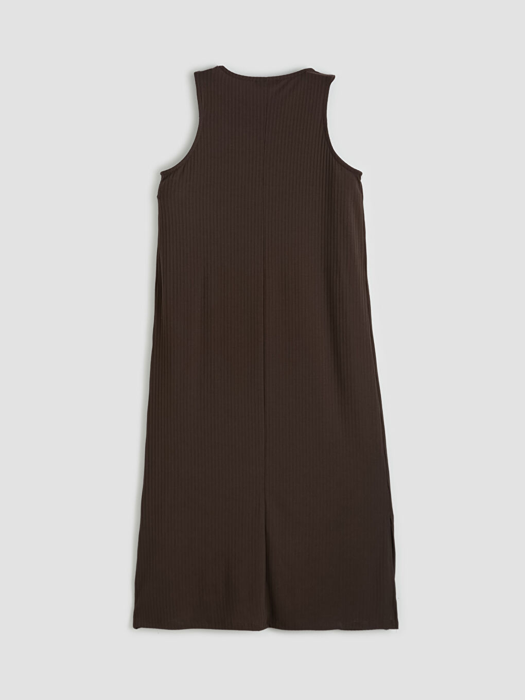 Kahverengi Bisiklet Yaka Yırtmaçlı Bodycon Elbise	-4