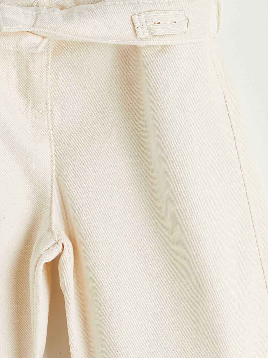 Ekru Fiyonk Detaylı Kız Çocuk Gabardin Pantolon-2