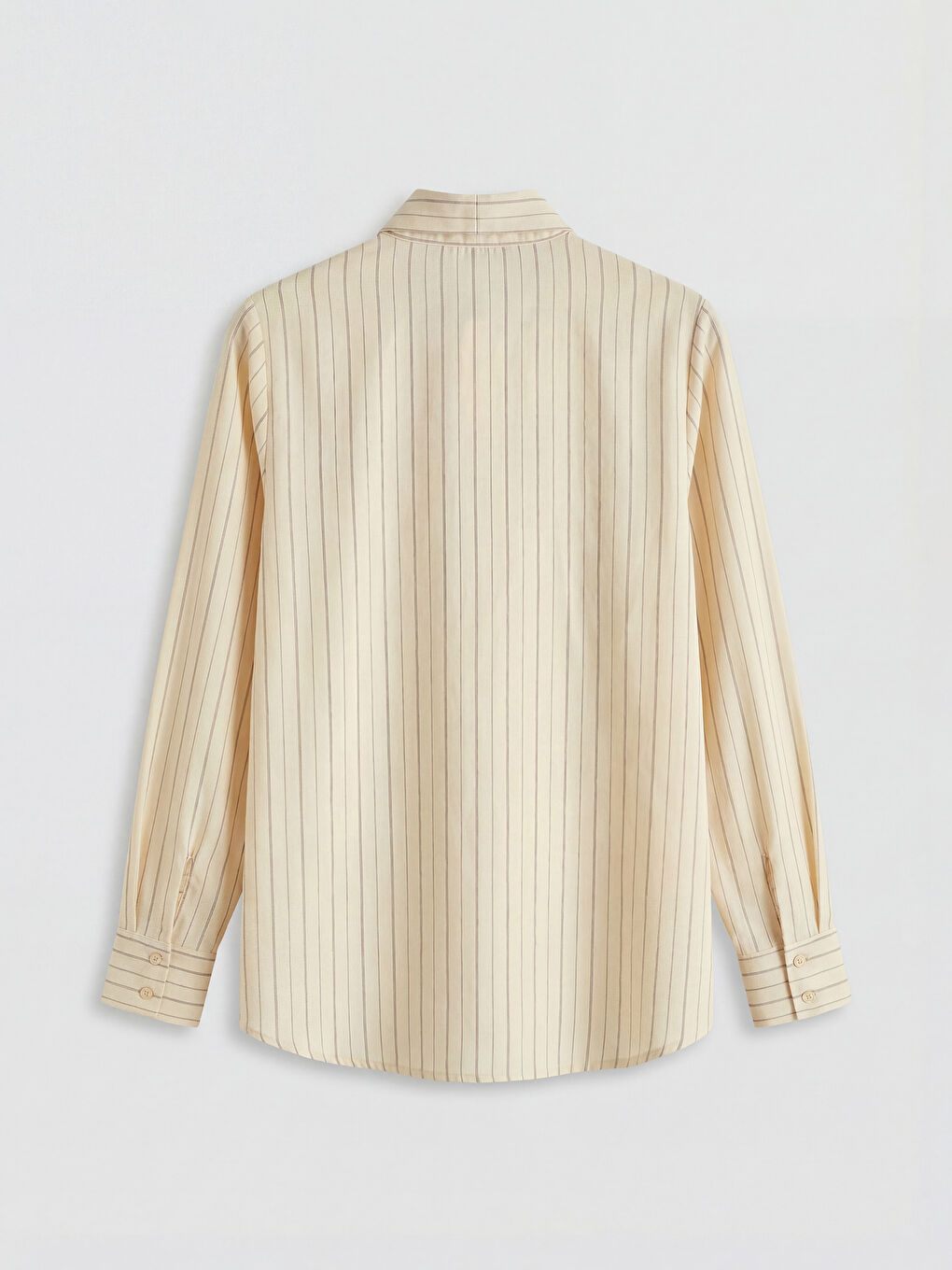 Ekru Çizgili Oversize Kadın Gömlek Tunik-1