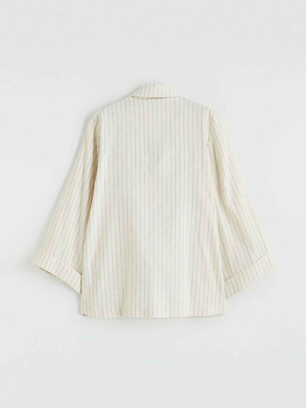 Bej Kruvaze Yaka Keten Karışımlı Kadın Blazer Ceket-2