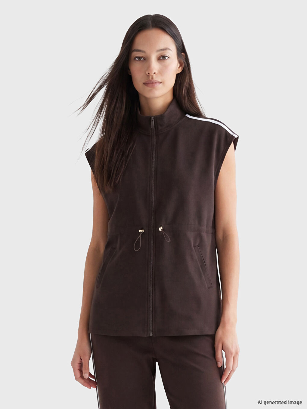 Mock Neck Oversize Women's Waistcoat