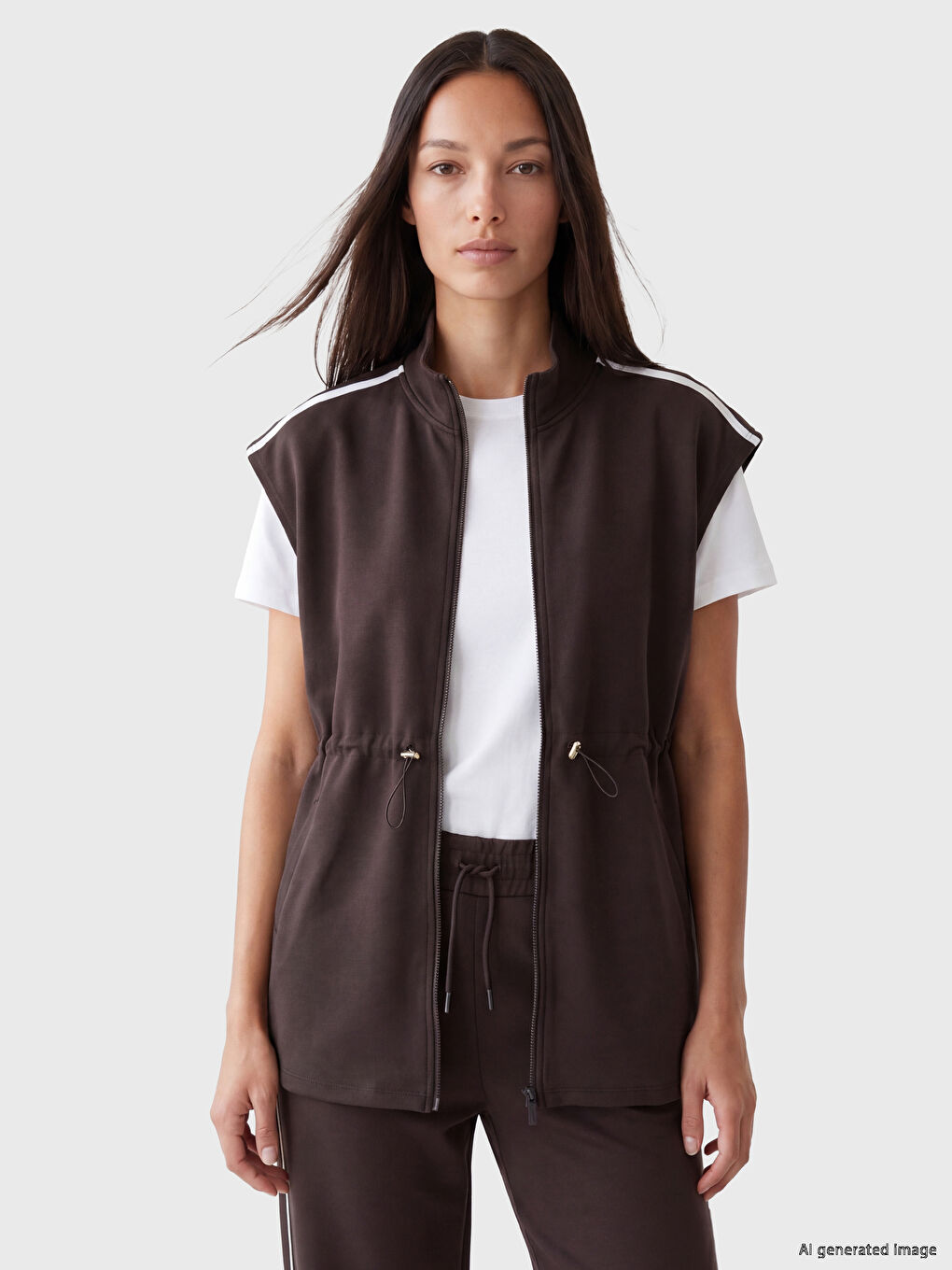 Mock Neck Oversize Women's Waistcoat-2