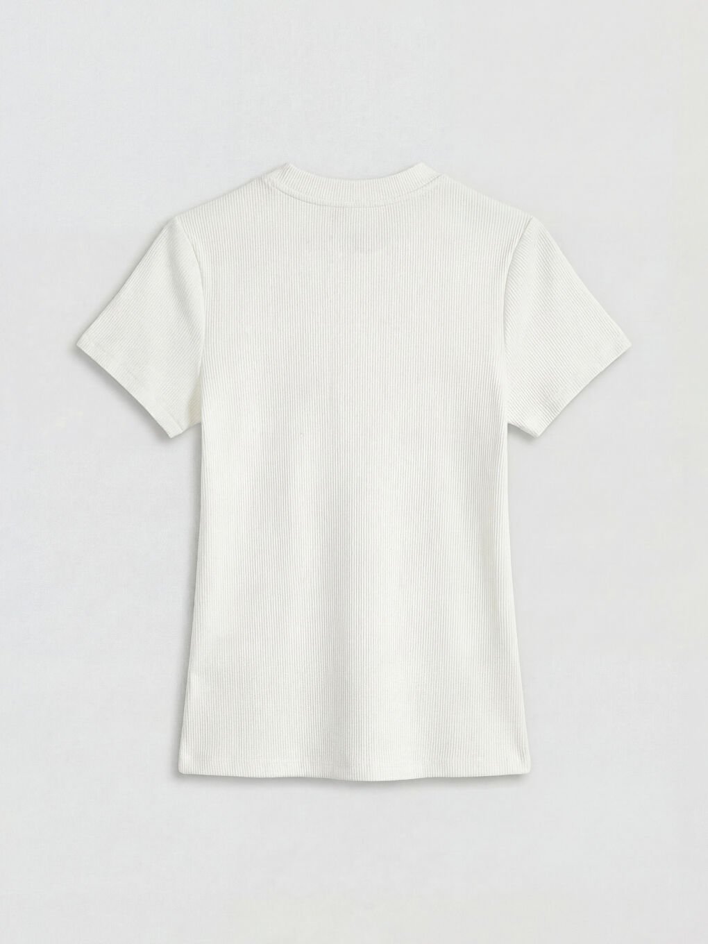 Ekru Bisiklet Yaka Kadın Tişört-1