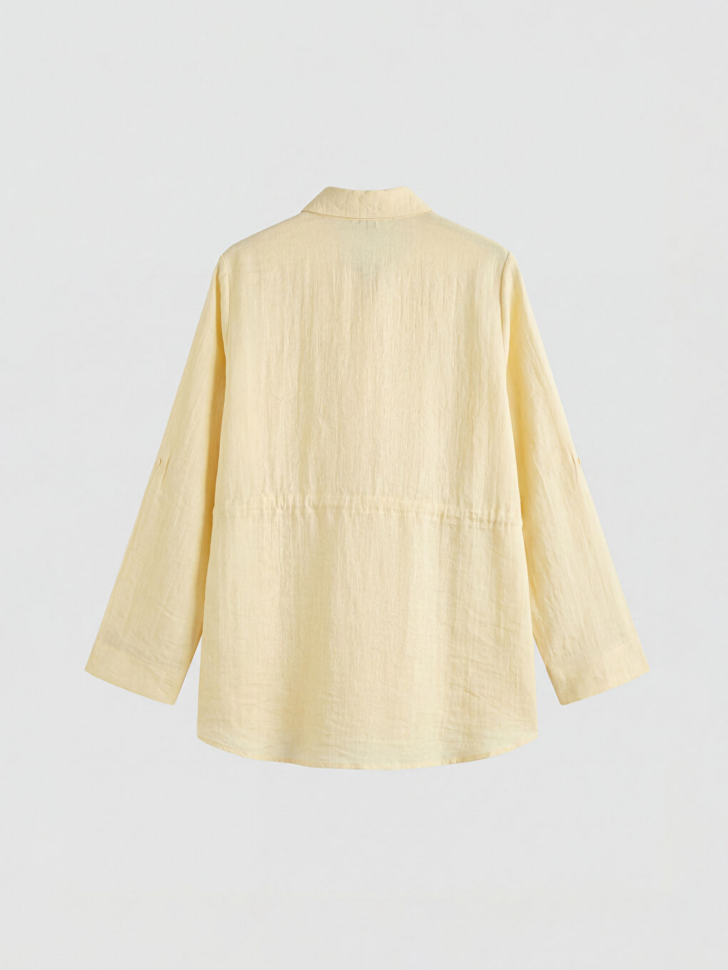 Sarı Oversize Armürlü Kadın Gömlek Tunik-4