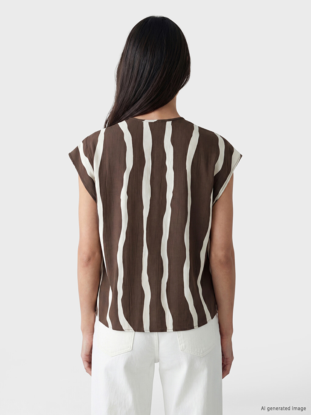 Tie Neck Striped Blouse-3