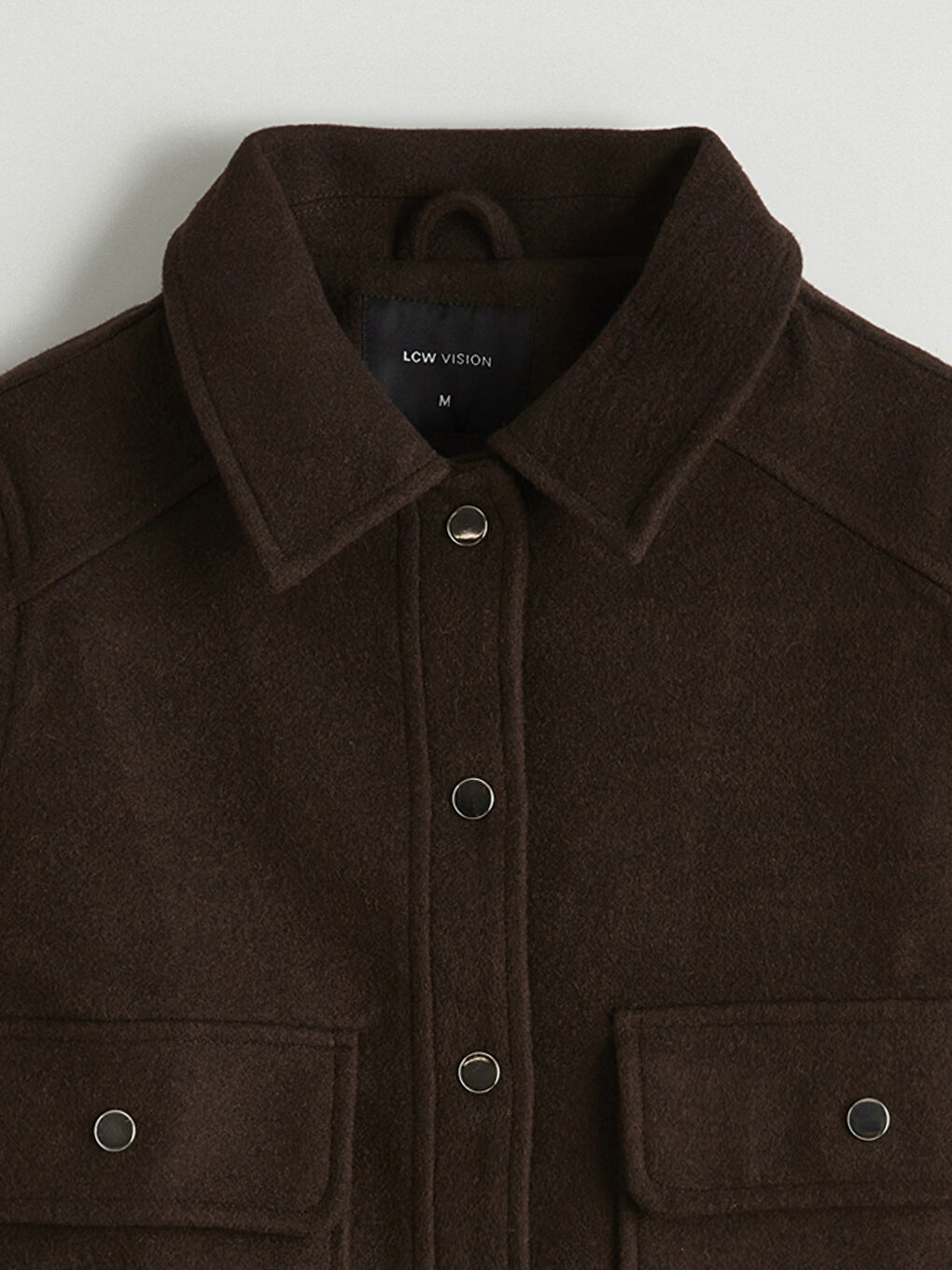 Kahverengi Gömlek Yaka Kadın Kaşe Ceket-1