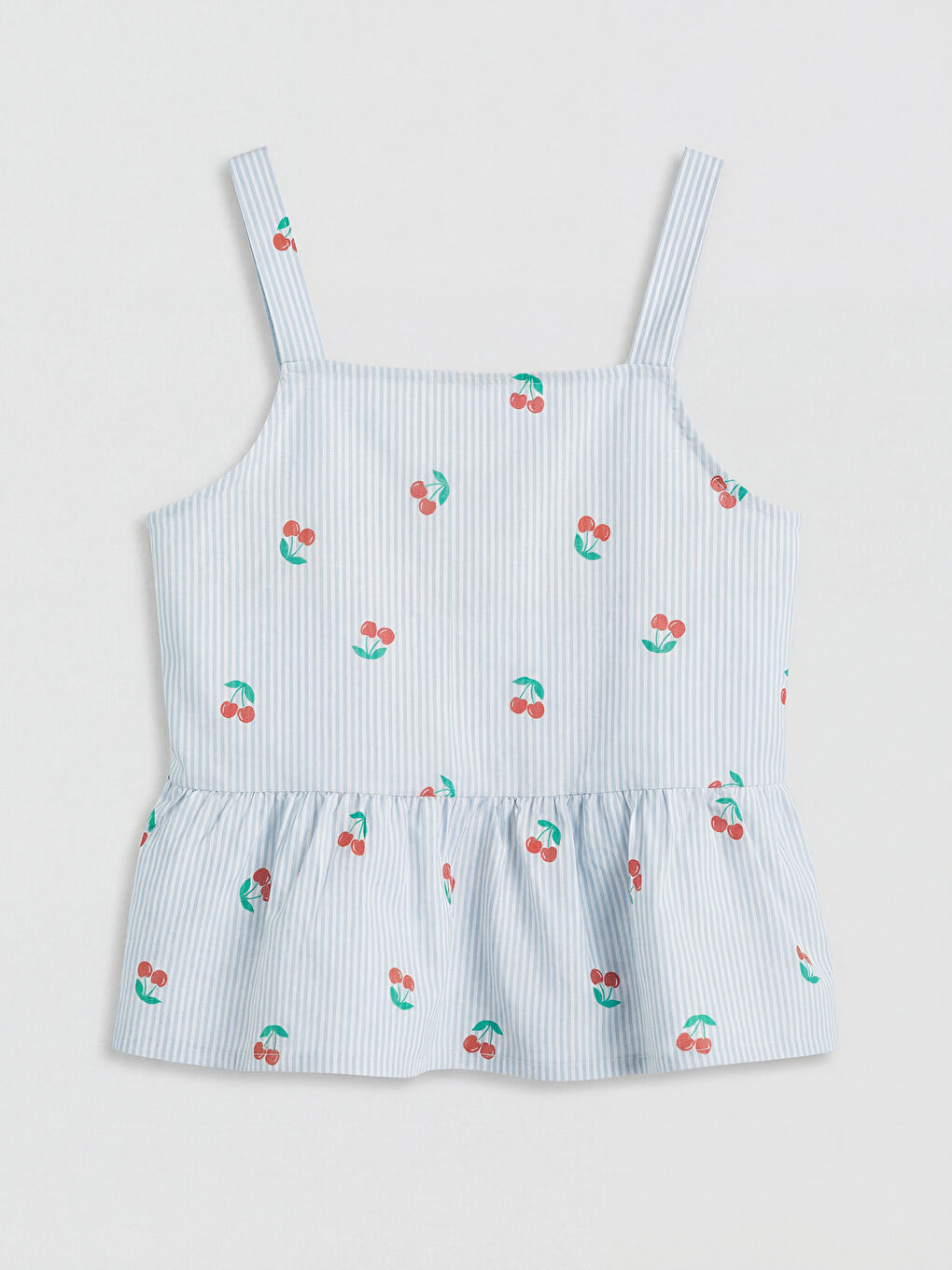 بلوزة بنات بياقة مربعة بنقشة الكرز