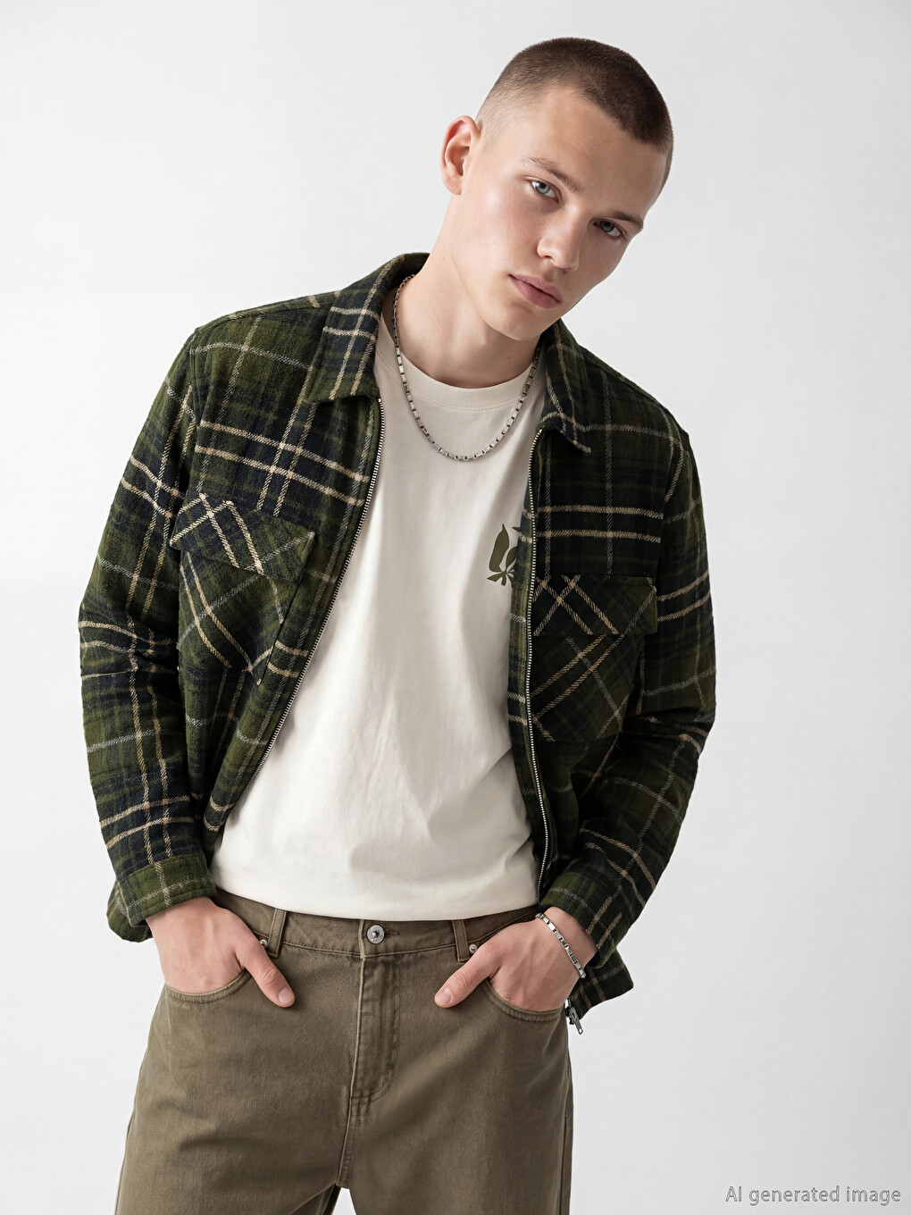 XSIDE Lacivert Loose Fit Ekose Erkek Oduncu Gömlek Ceket