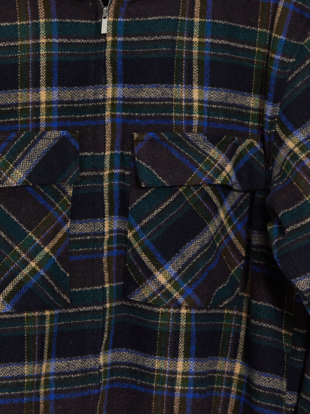 Lacivert Loose Fit Ekose Erkek Oduncu Gömlek Ceket-6