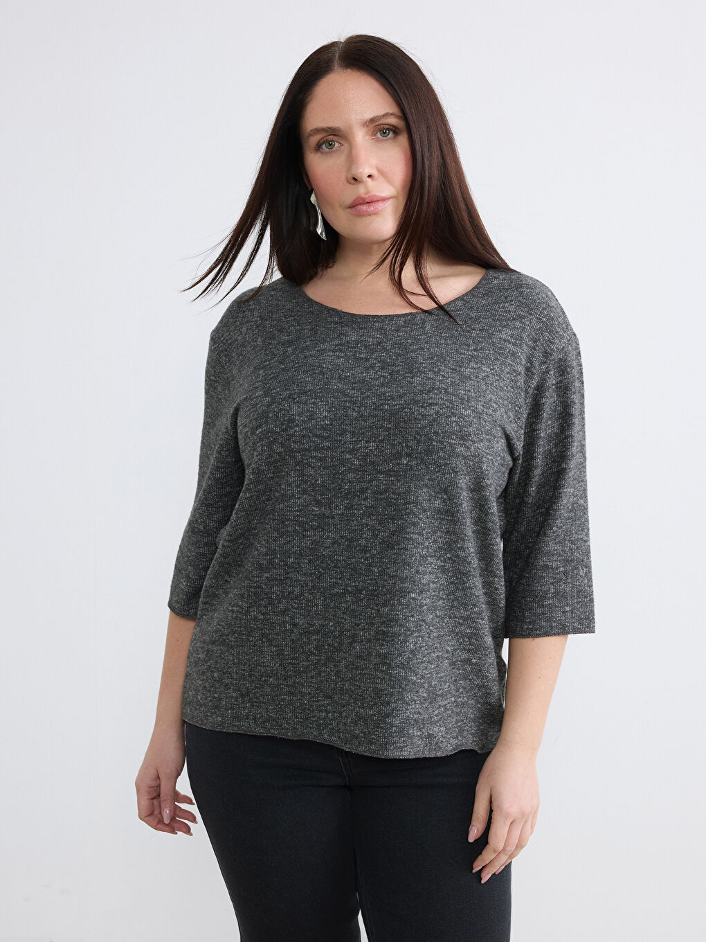 Antrasit Kayık Yaka Bluz-1
