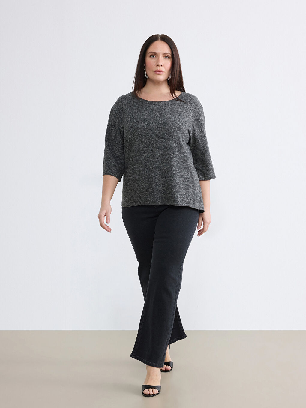Antrasit Kayık Yaka Bluz-5