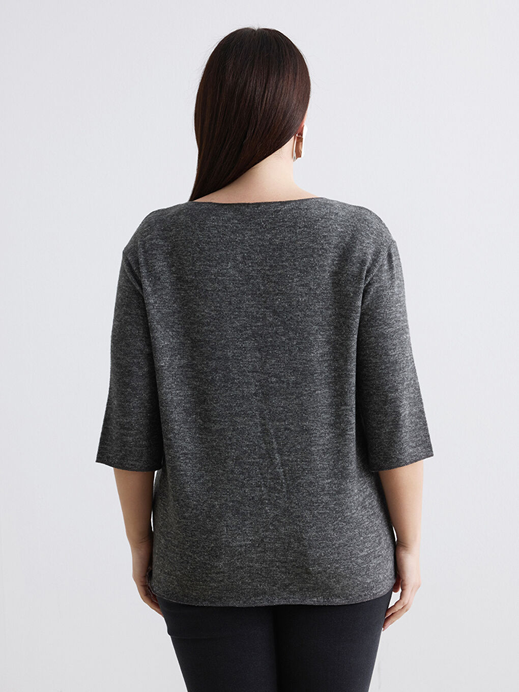 Antrasit Kayık Yaka Bluz-7