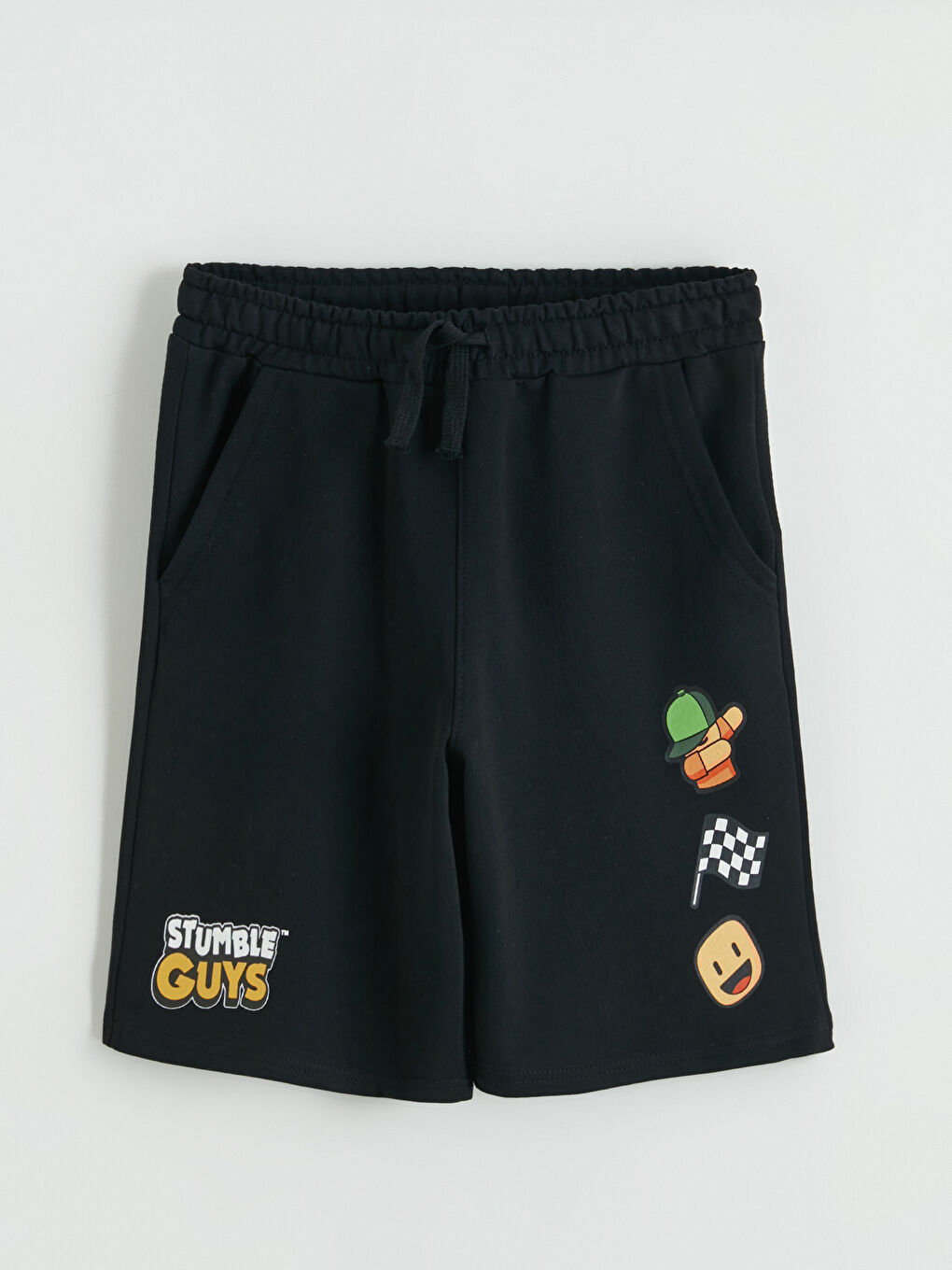 Siyah Beli Lastikli Erkek Çocuk Stumble Guys Baskılı Şort