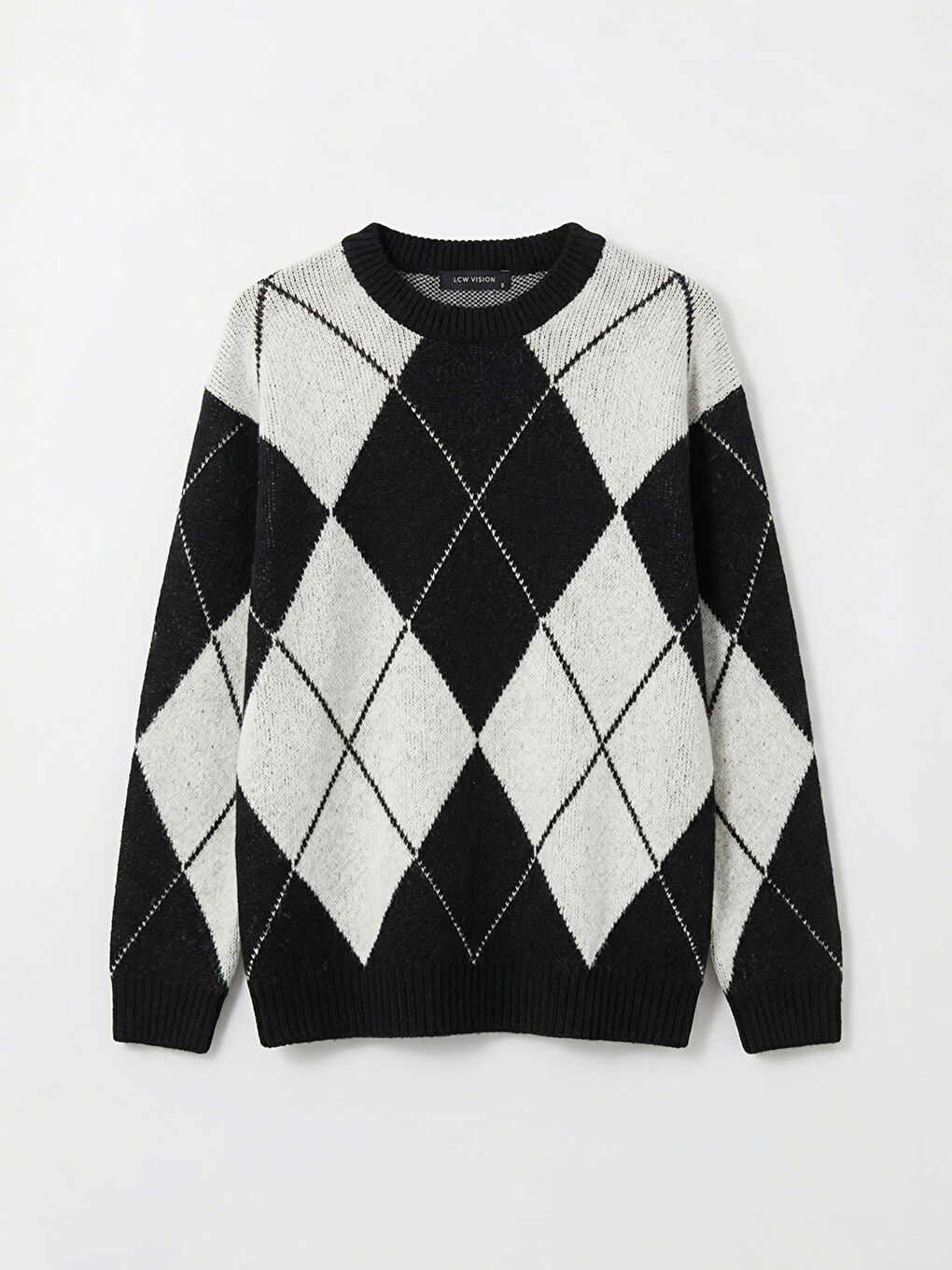 Siyah Baklava Desenli Triko Erkek Kazak-4