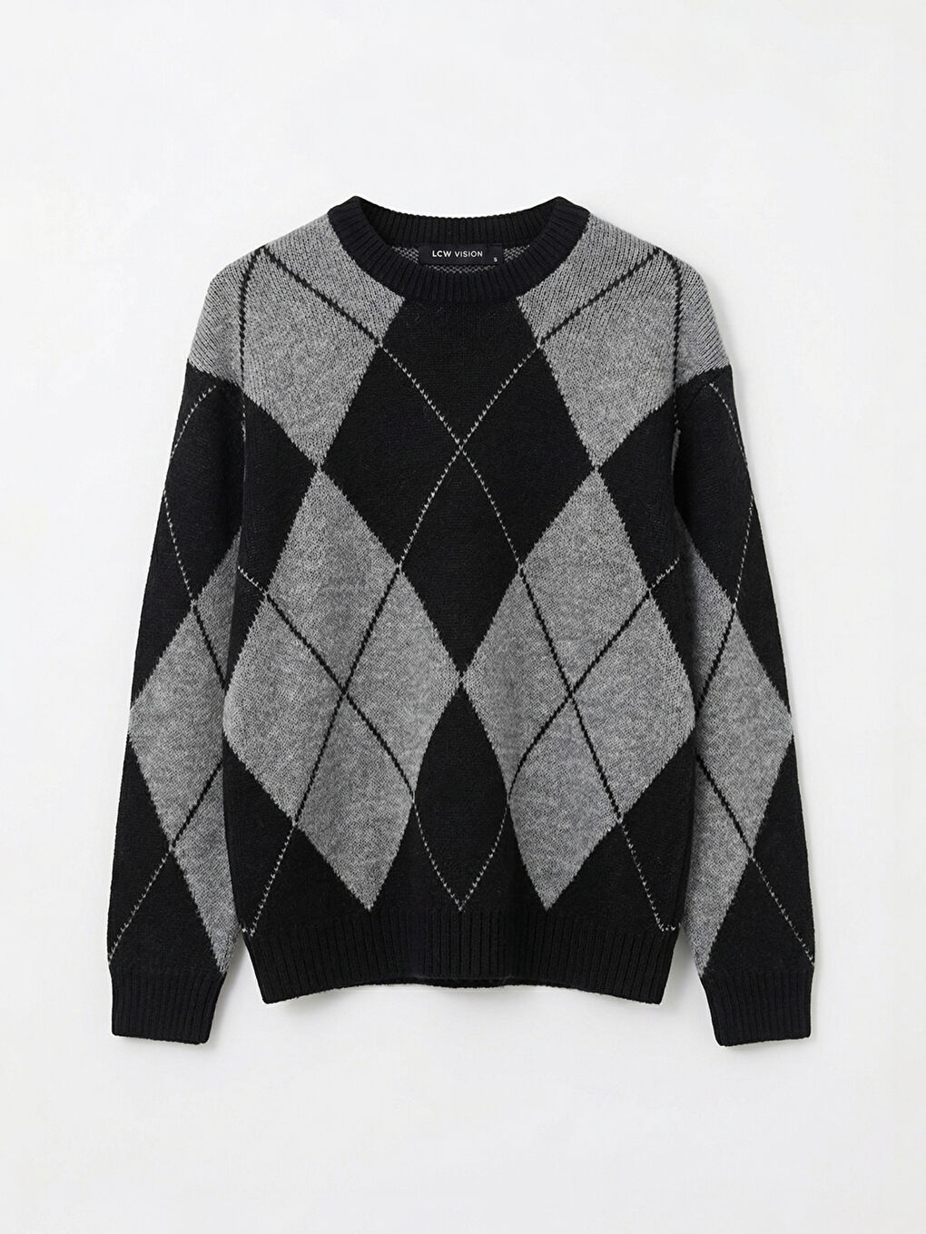 Antrasit Baklava Desenli Triko Erkek Kazak-4