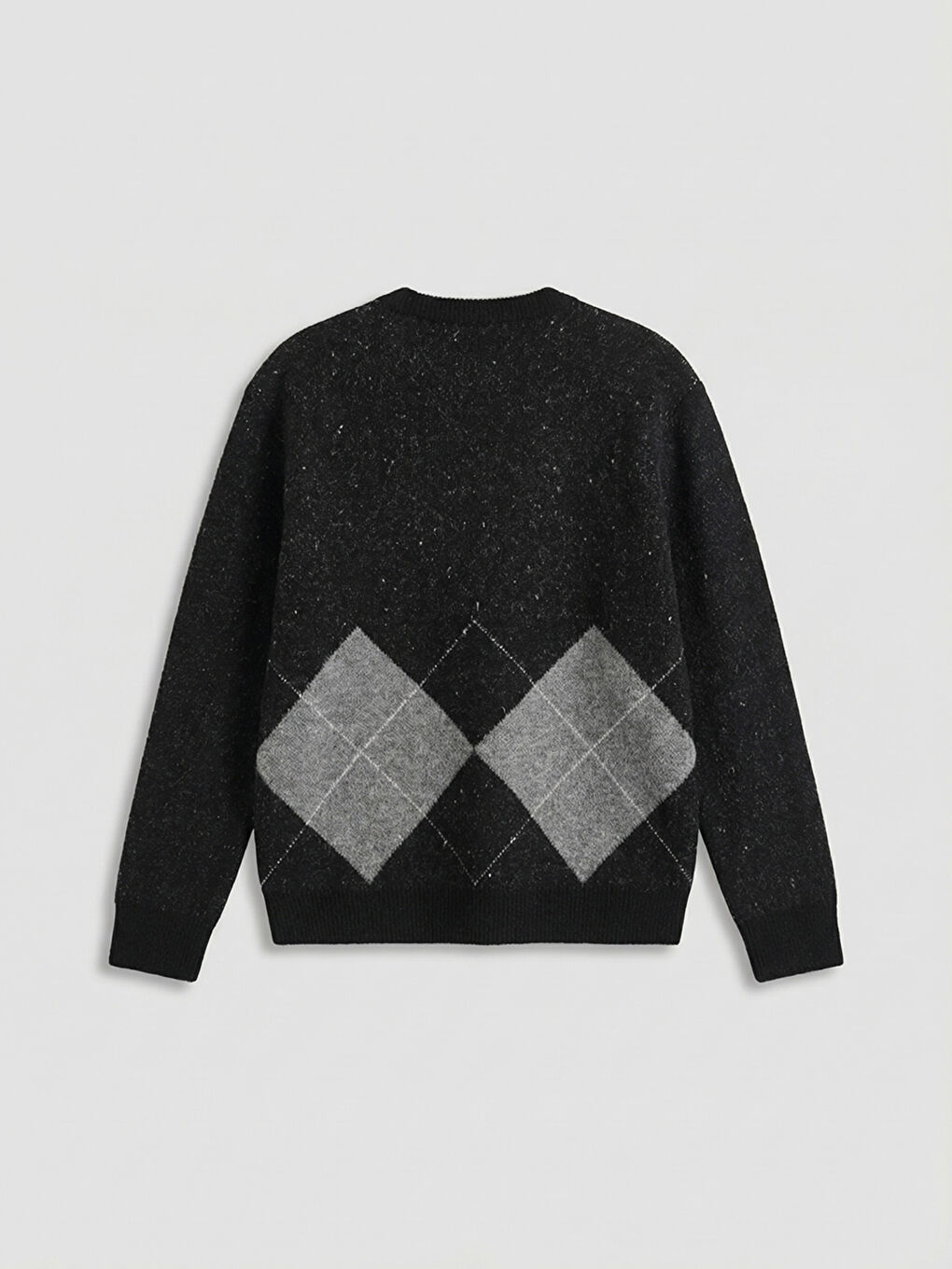 Antrasit Bisiklet Yaka Baklava Desenli Erkek Triko Kazak-1