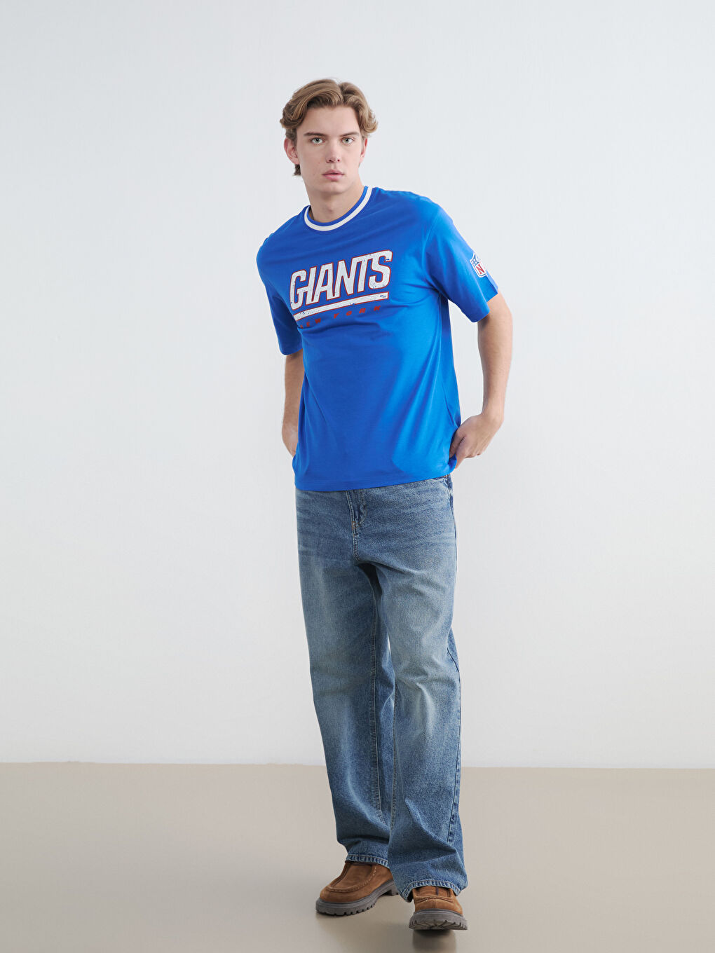 Mavi Giants Baskılı Bisiklet Yaka Erkek Tişört-1