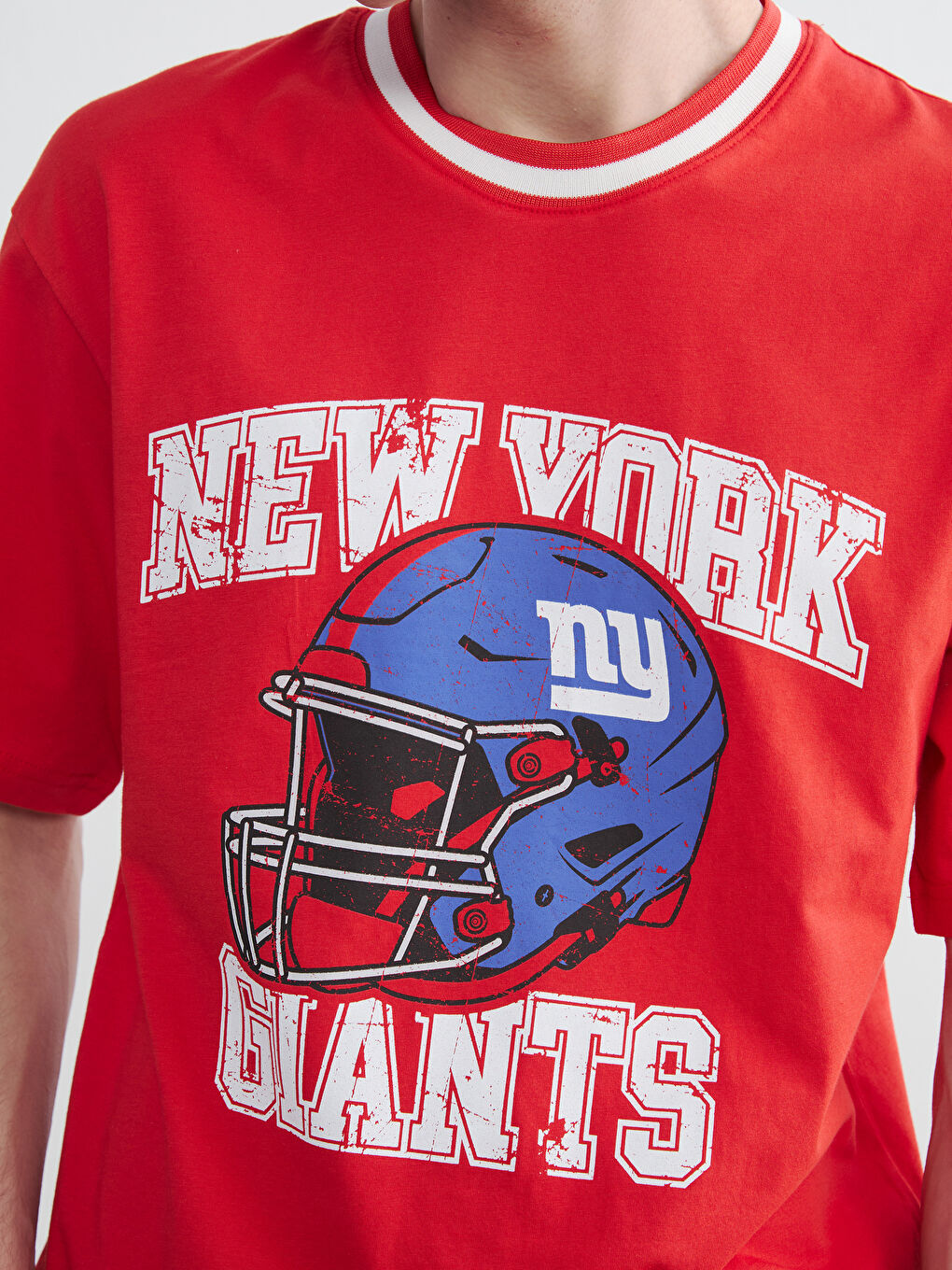 Kırmızı Bisiklet Yaka New York Baskılı Erkek Tişört-2