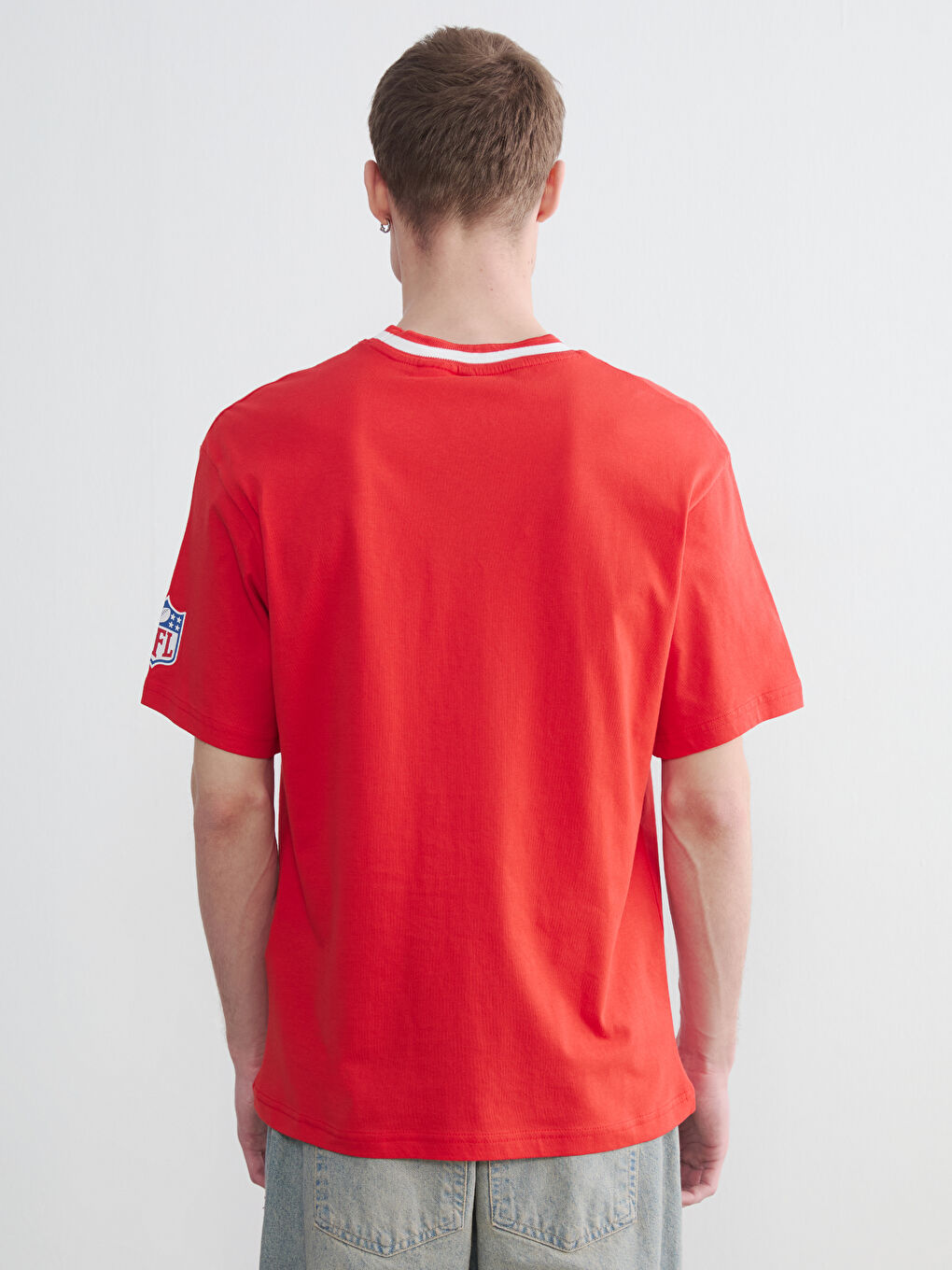 Kırmızı Bisiklet Yaka New York Baskılı Erkek Tişört-3