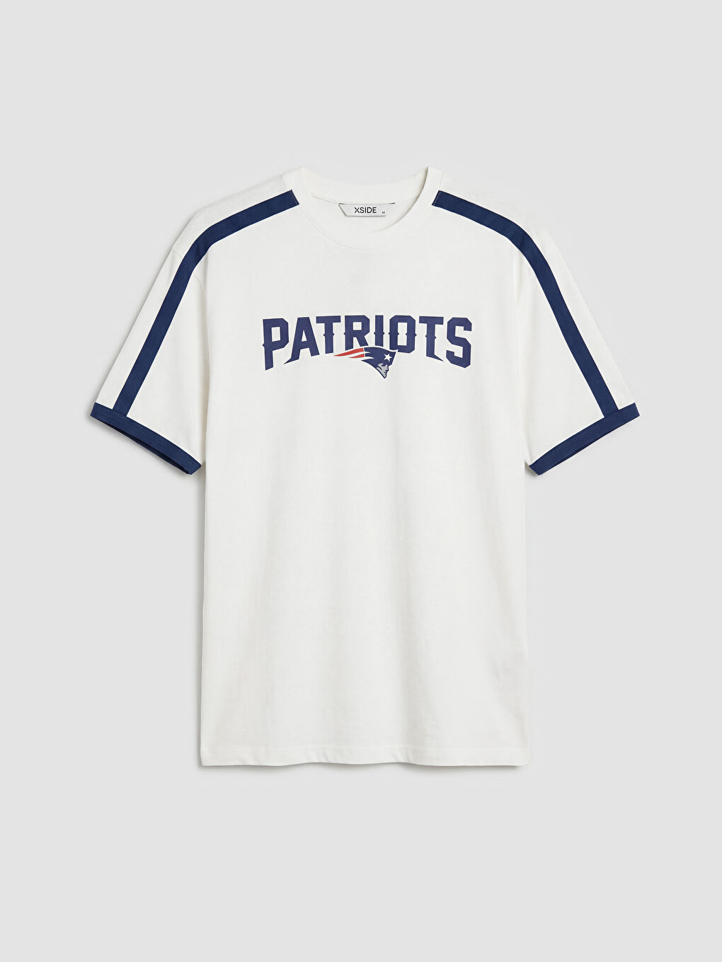 Ekru Patriots Baskılı Bol Kalıp Erkek Tişört-4