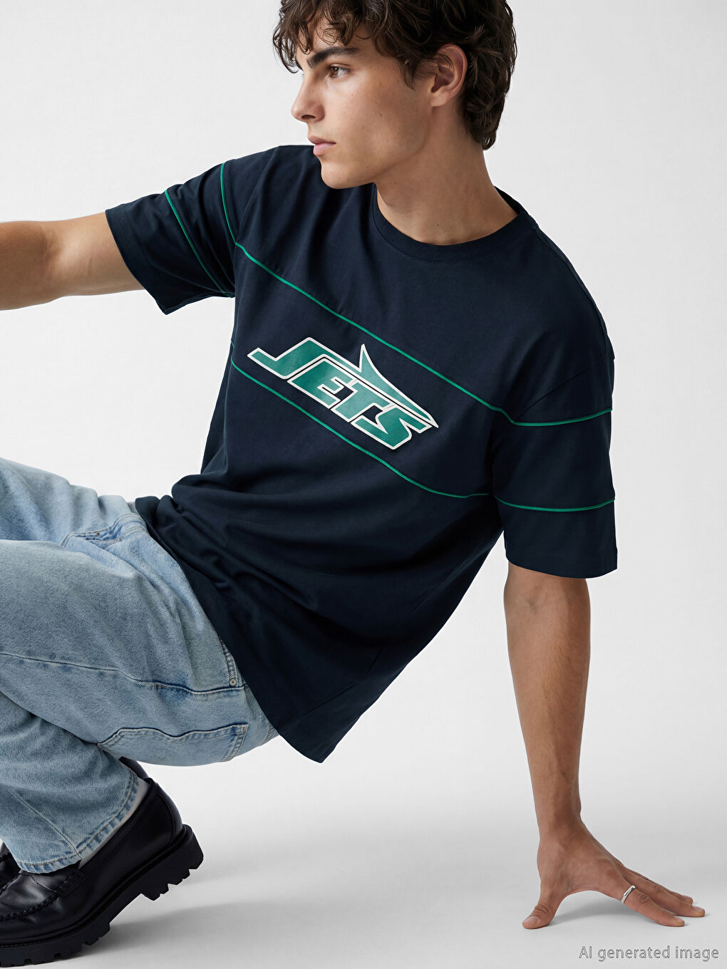 Crew Neck NFL Printed Men's T-Shirt