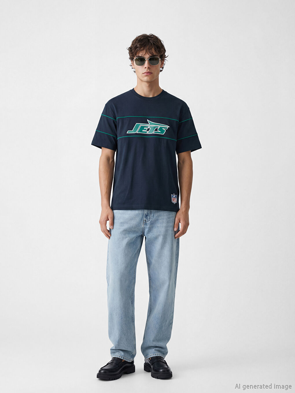 Crew Neck NFL Printed Men's T-Shirt-1