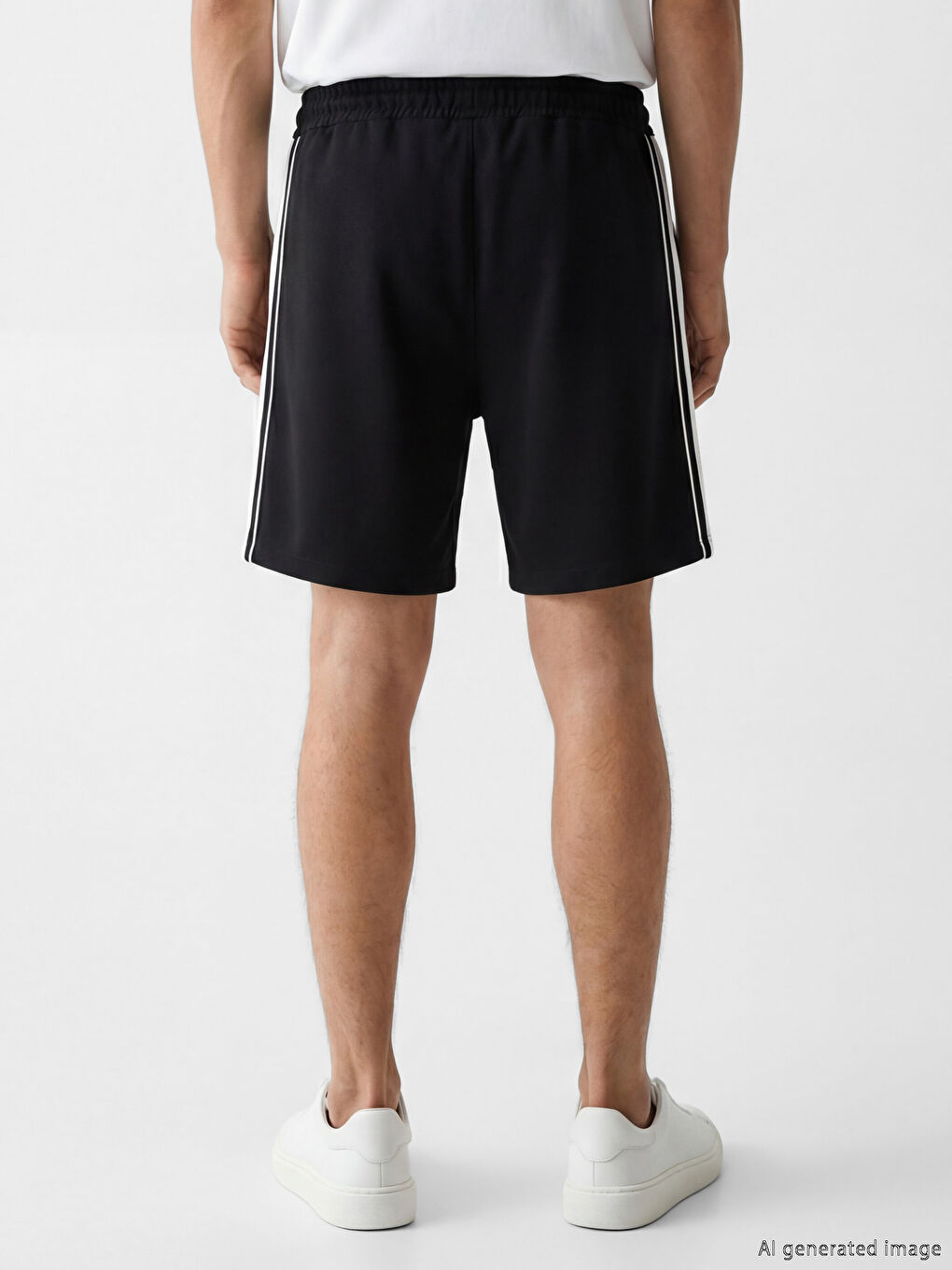 Siyah Standart Kalıp NFL Baskılı Şeritli Erkek Şort-3