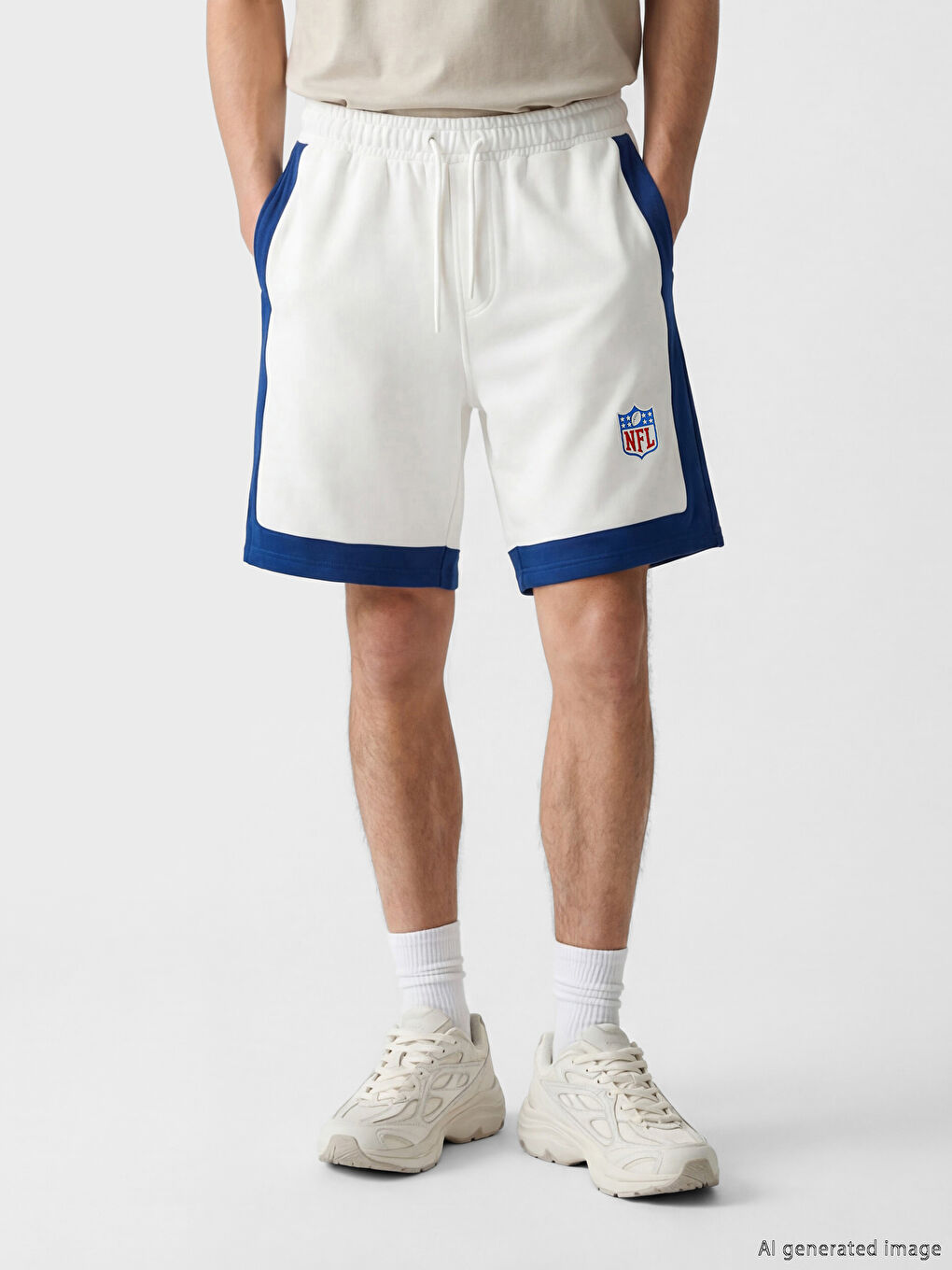 Ekru NFL Baskılı Erkek Şort-1