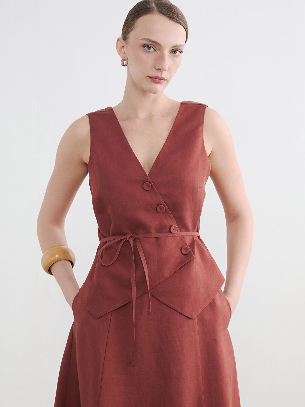 Linen Blend Women's Women's Classic Vest