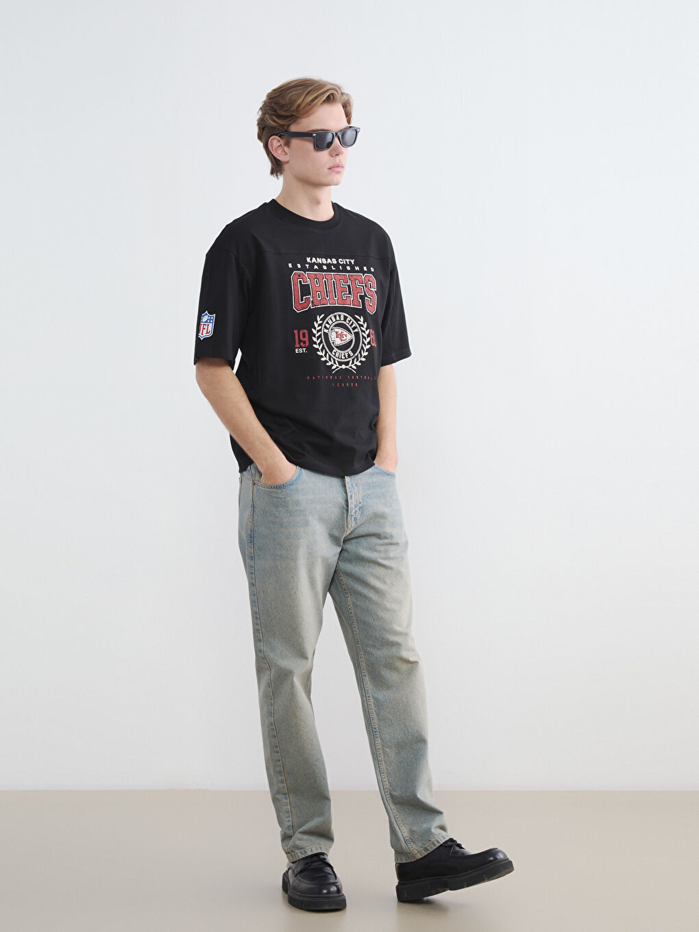 Crew Neck NFL Printed Men's T-Shirt-1