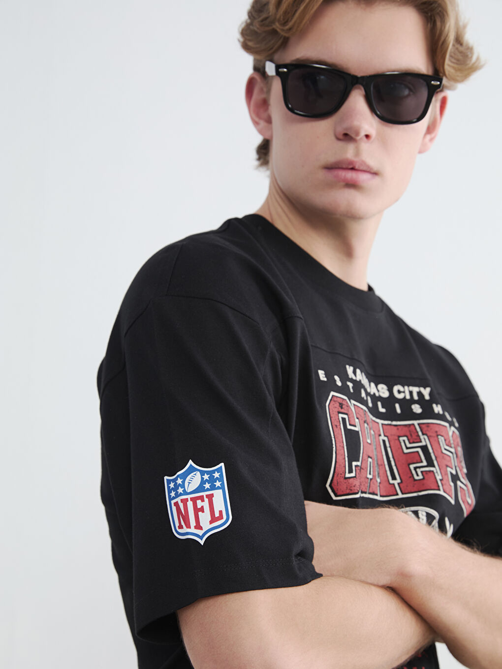 Crew Neck NFL Printed Men's T-Shirt-2