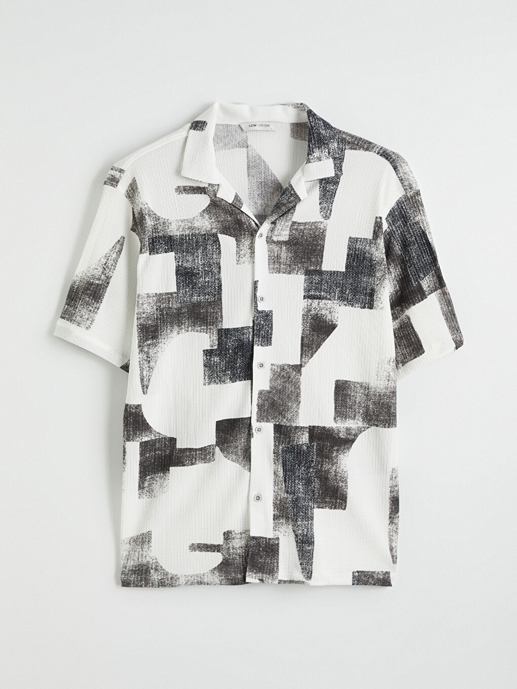 Beyaz Regular Fit Resort Yaka Desenli Erkek Gömlek