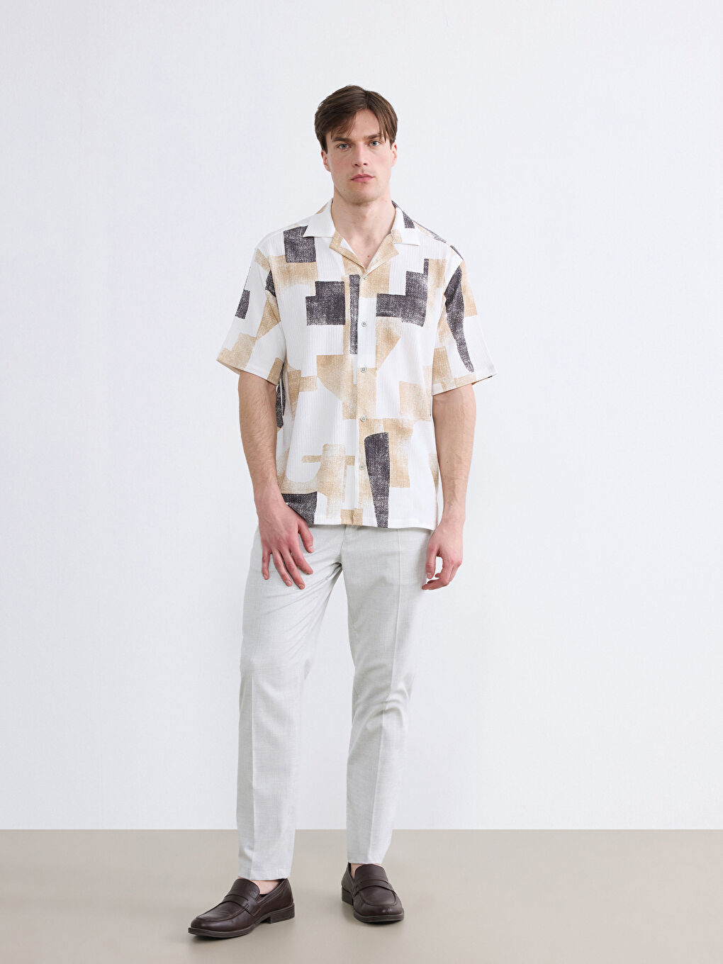 Regular Fit Resort Collar Patterned Men's Shirt-1