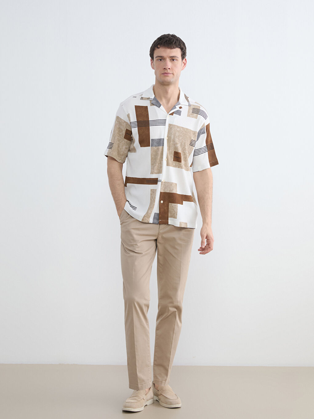 Regular Fit Geometric Pattern Men's Shirt-1