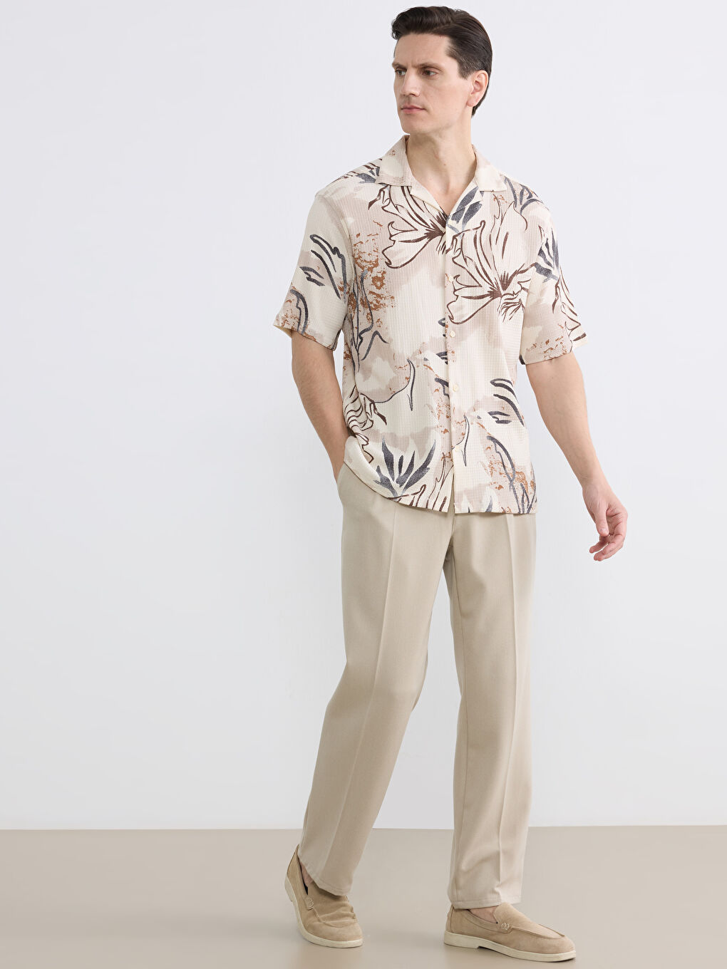 Regular Fit Resort Collar Patterned Men's Shirt-1