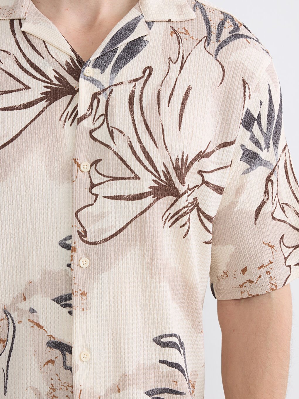 Regular Fit Resort Collar Patterned Men's Shirt-2