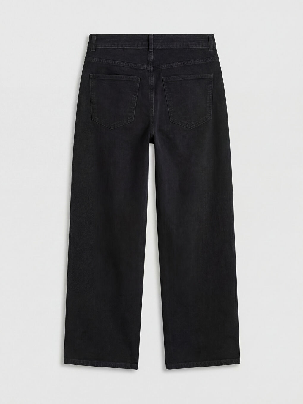 Siyah Yüksek Bel Wideleg Kadın Jean Pantolon-1