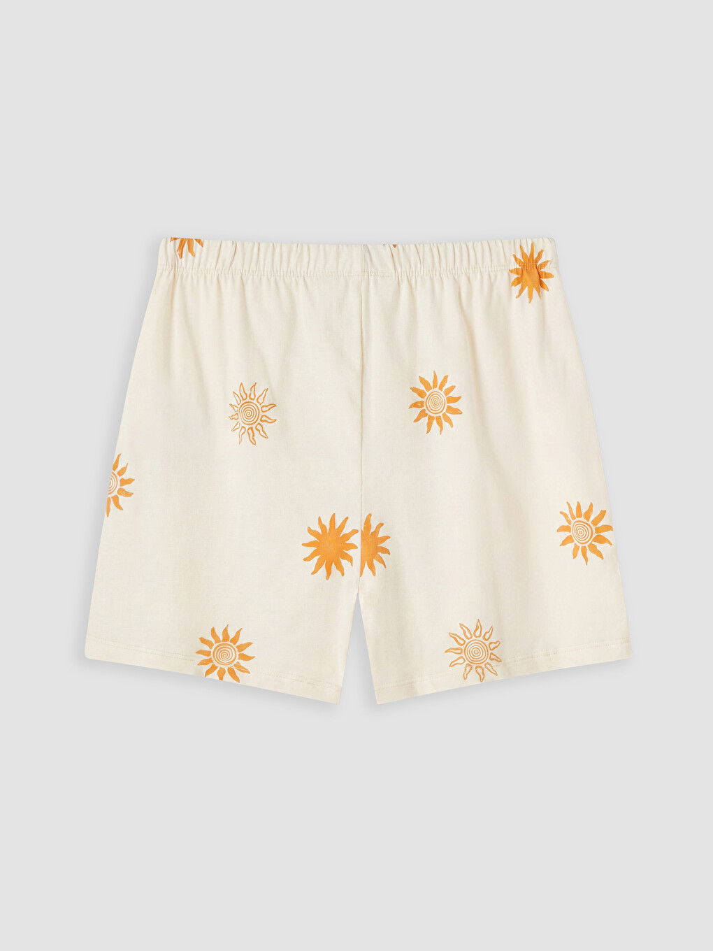 Ekru Güneş Desenli Kadın Şortlu Pijama Takımı-10