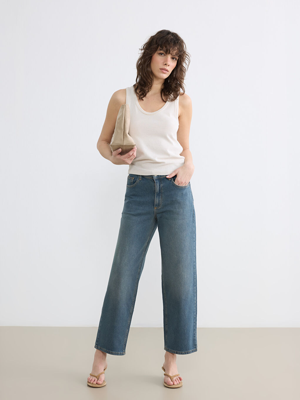 İndigo Boyfriend Fit Kadın Jean Pantolon