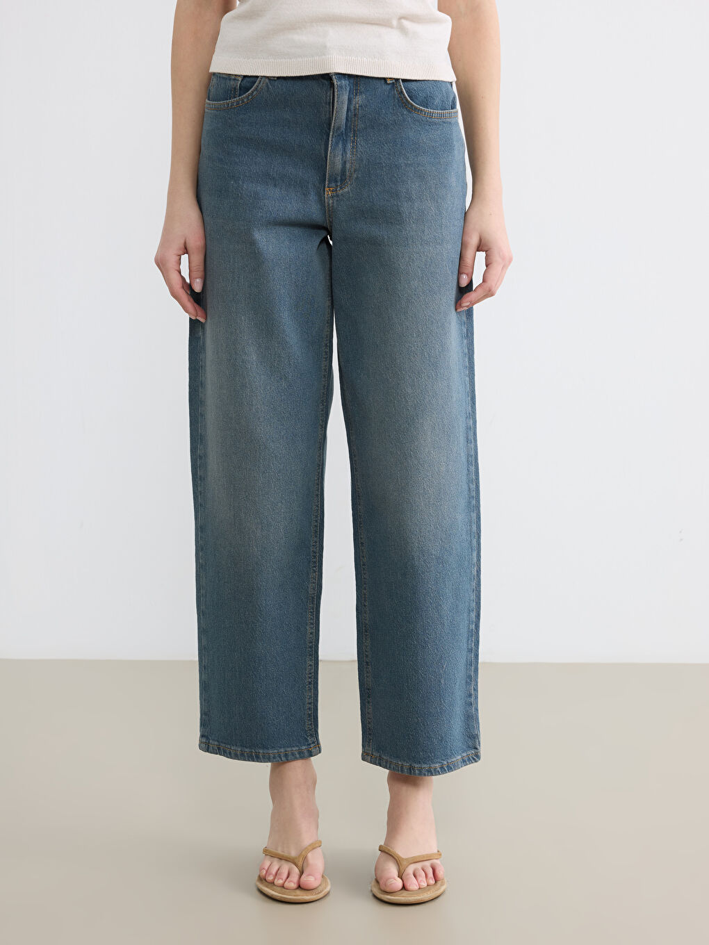 İndigo Boyfriend Fit Kadın Jean Pantolon-1