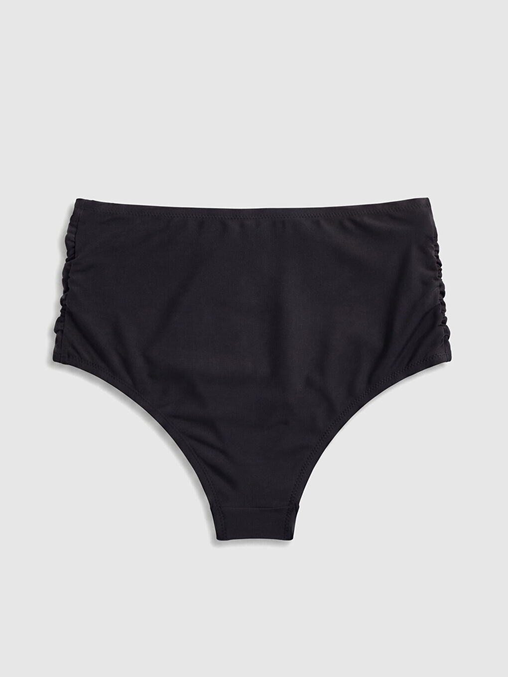Siyah Yüksek Bel Büzgülü Kadın Bikini Altı-1