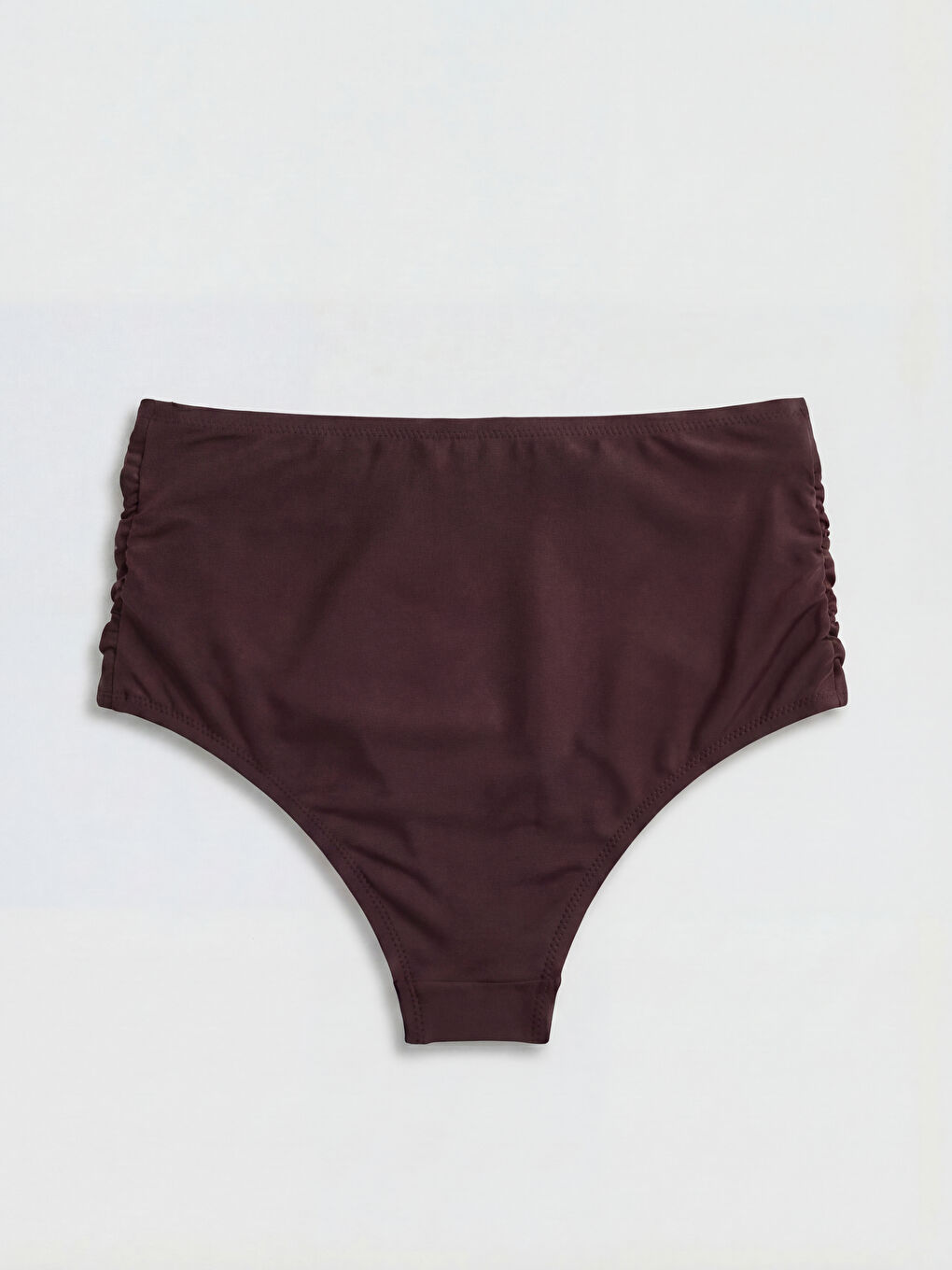 Kahverengi Yüksek Bel Büzgülü Kadın Bikini Altı-1