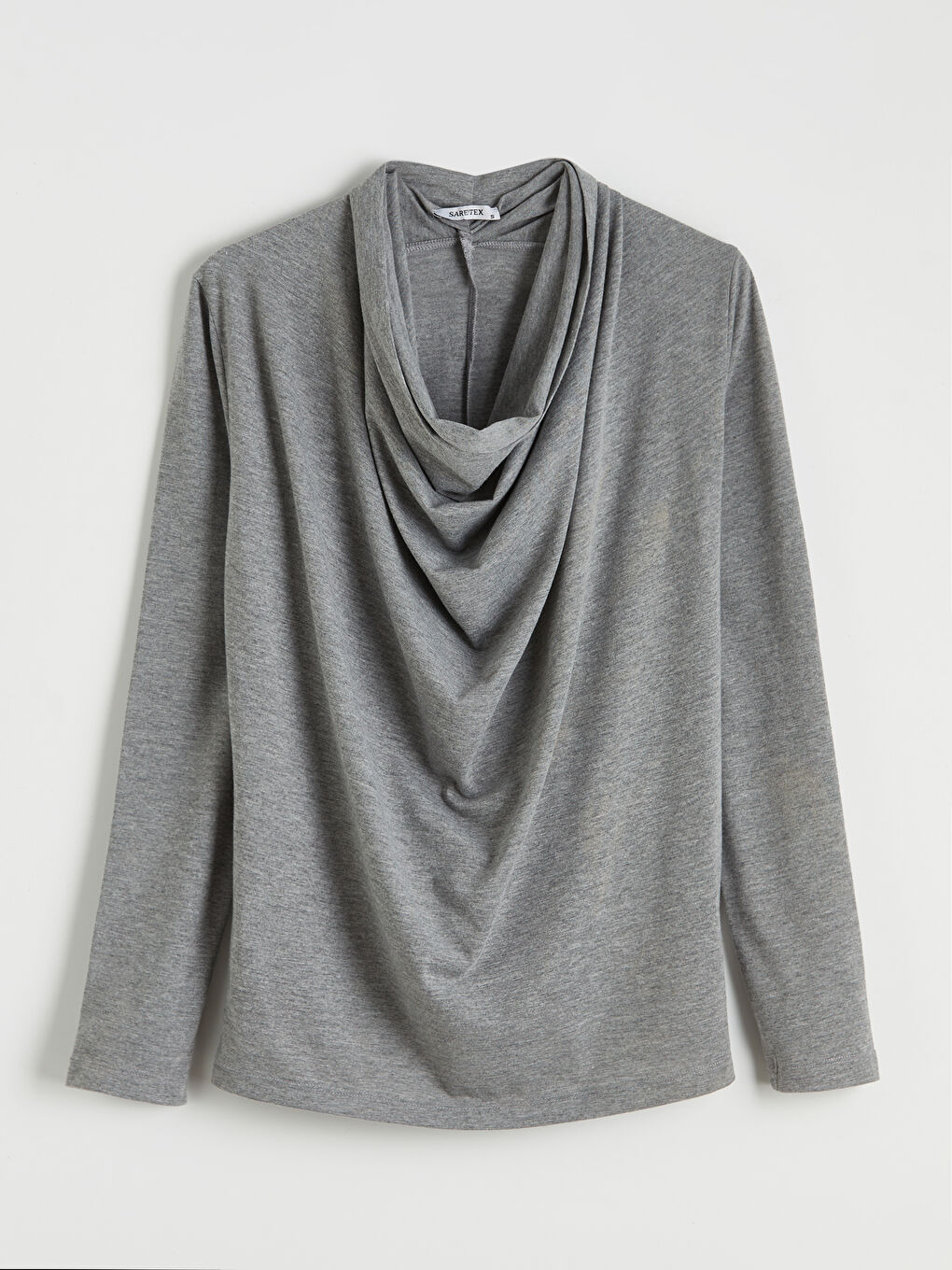 Gri Dökümlü Yaka Bluz-4