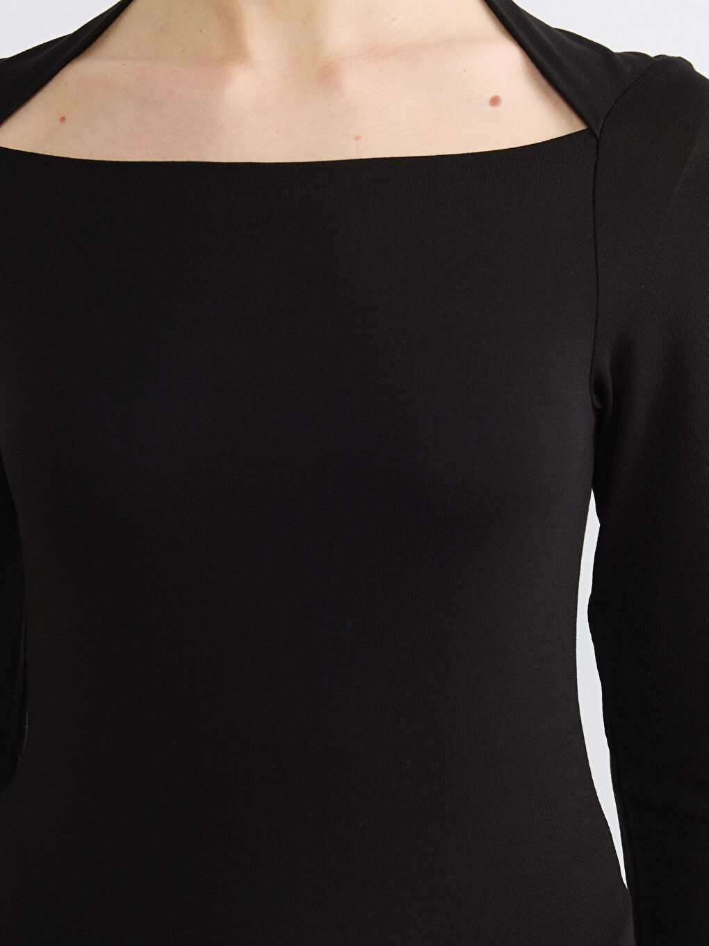 Siyah Kare Yaka Kadın Body-2