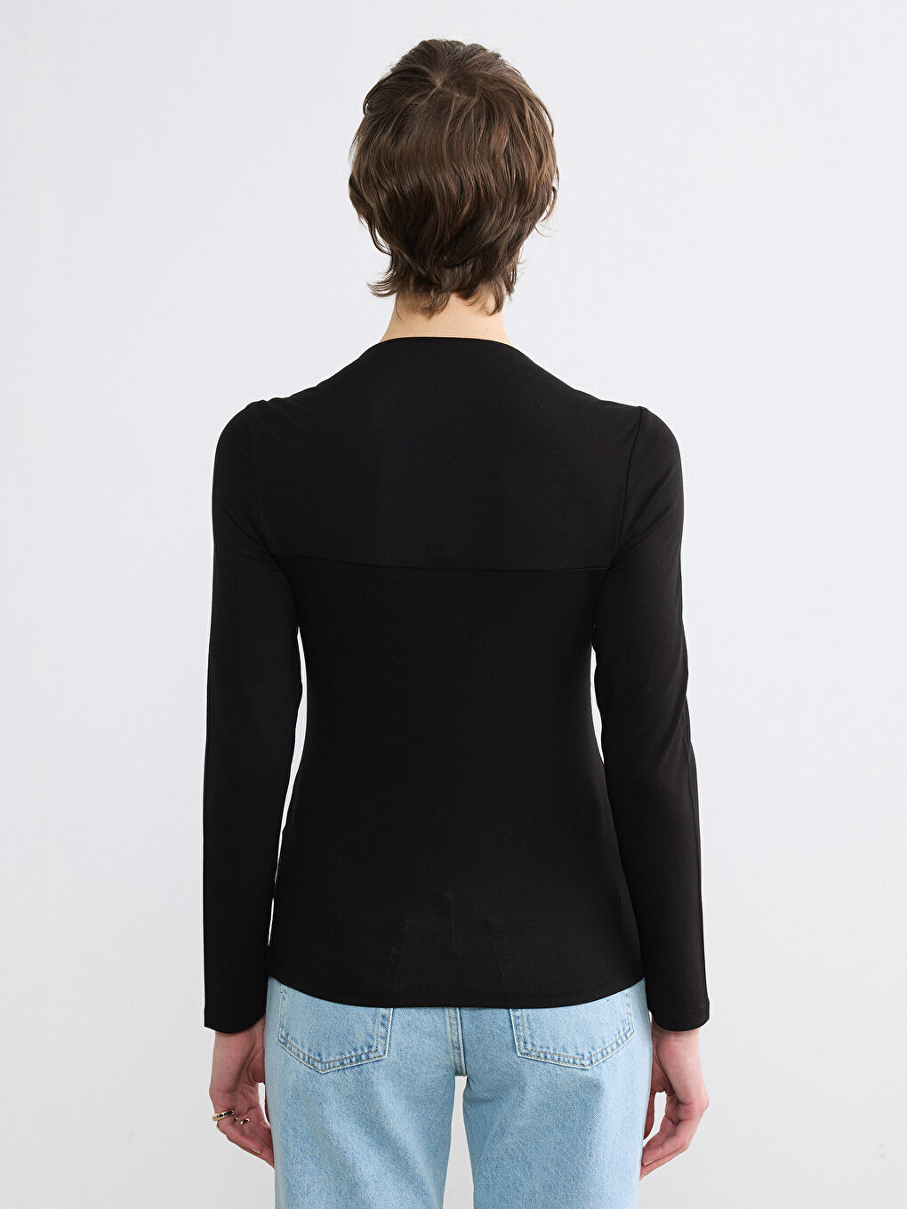 Siyah Kare Yaka Kadın Body-3